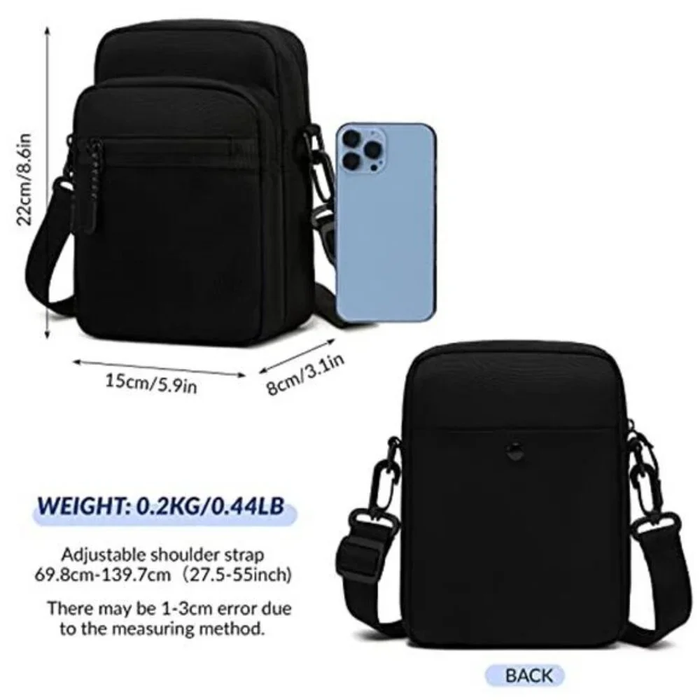 Small Messenger Bag for Men Women, Water Resistant Adjustable Crossbody - Picture 3 of 6